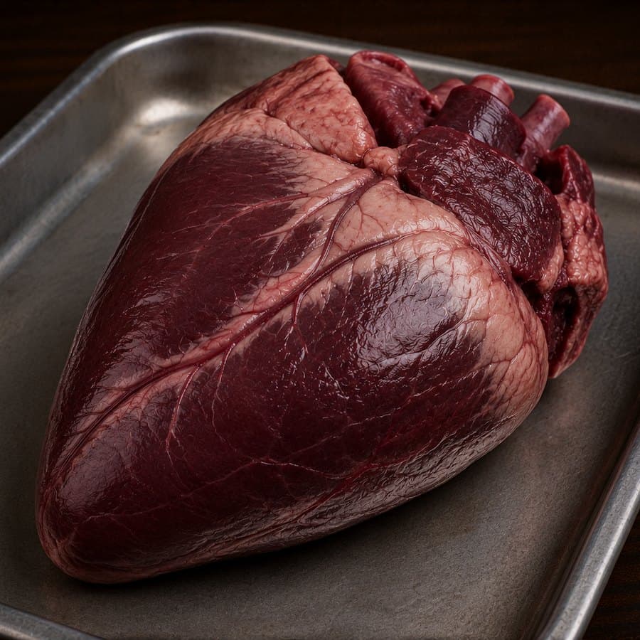 Whole halal beef heart, trimmed